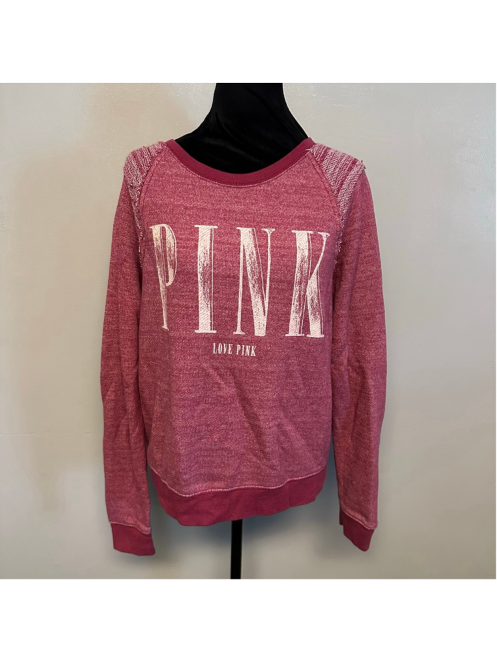 PINK Victoria's Secret Red White Sweatshirt Women’s Small Marled Loungewear